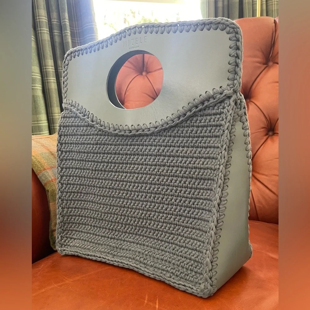 Mizele Handmade Leather & Knit Bag - Picture 3 of 13